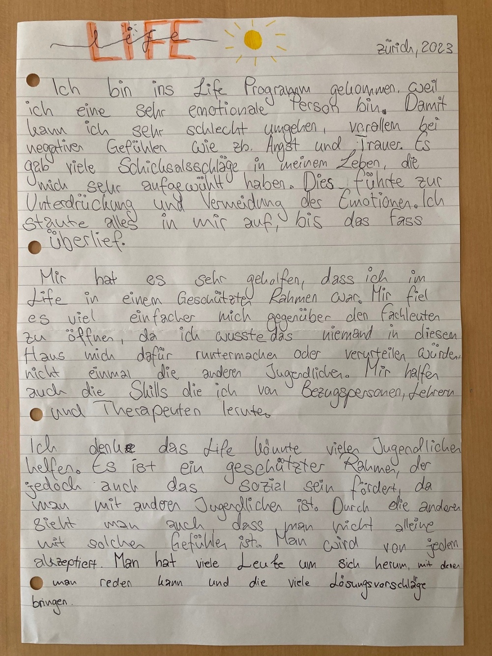 Mona (Name geändert), Patientin in der Krisenintervention für Jugendliche - Life