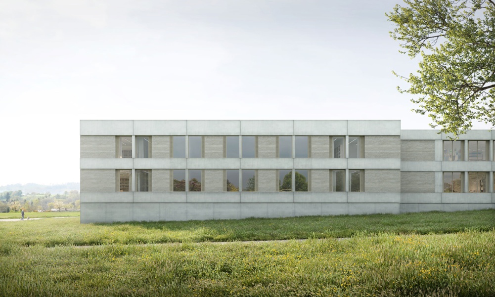 Das Siegerprojekt «Arianna» auf dem Areal in Rheinau: Das neue zweistöckige Gebäude mittlerer Sicherheit passt sich bestens in die bestehende Anlage in Rheinau ein.